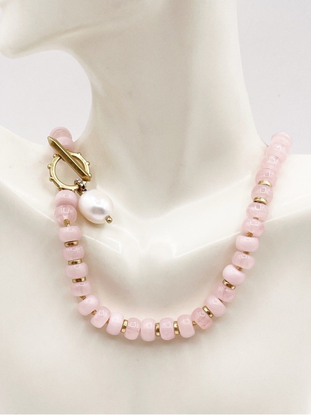 Stella & Dot Modern Bohemian Beaded Necklace with Pearl - Pink